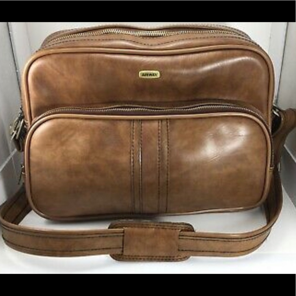 Airway Vintage Brown leather Luggage, briefcase, Carry-on suitcase with lock